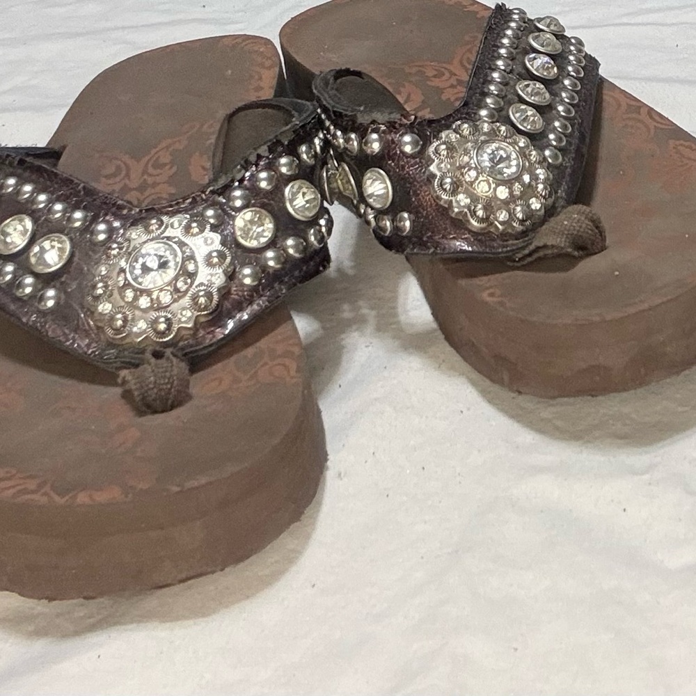 Embellished Brown Sandals - Picture 2 of 9
